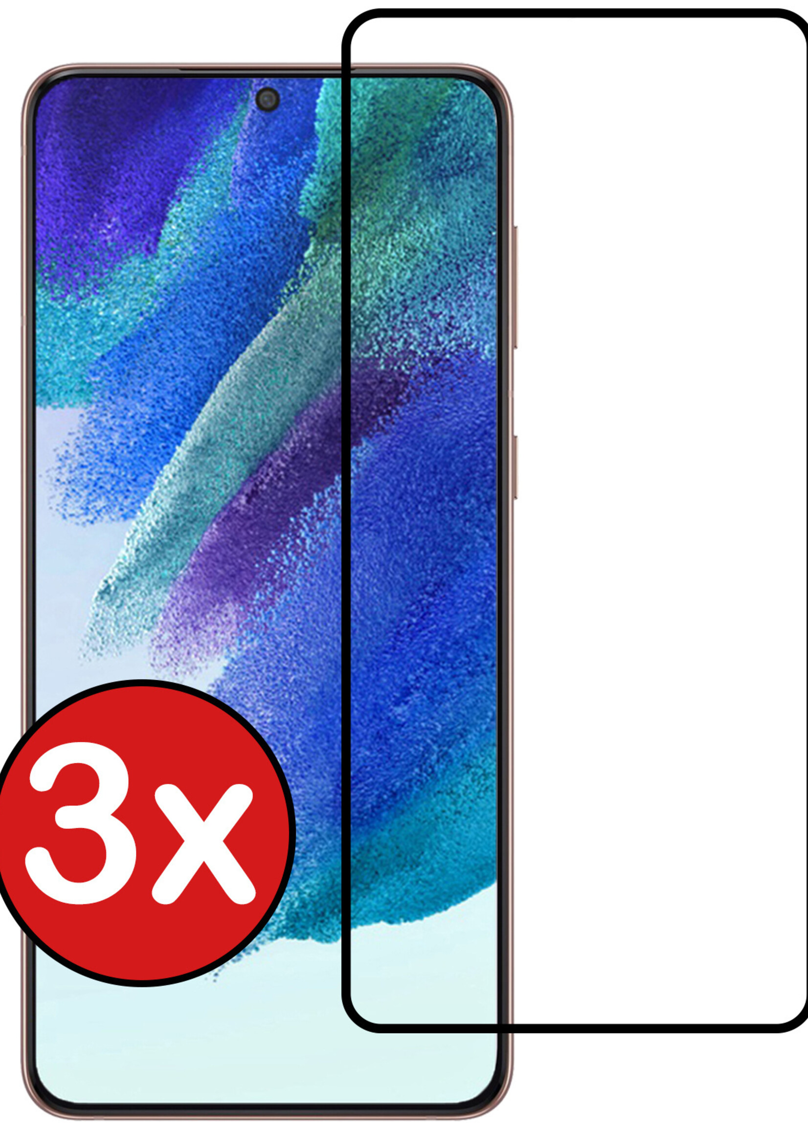 BTH Screenprotector Geschikt voor Samsung S21 FE Screenprotector Glas Gehard Tempered Glass Full Cover - Screenprotector Geschikt voor Samsung Galaxy S21 FE Screen Protector Screen Cover - 3 PACK
