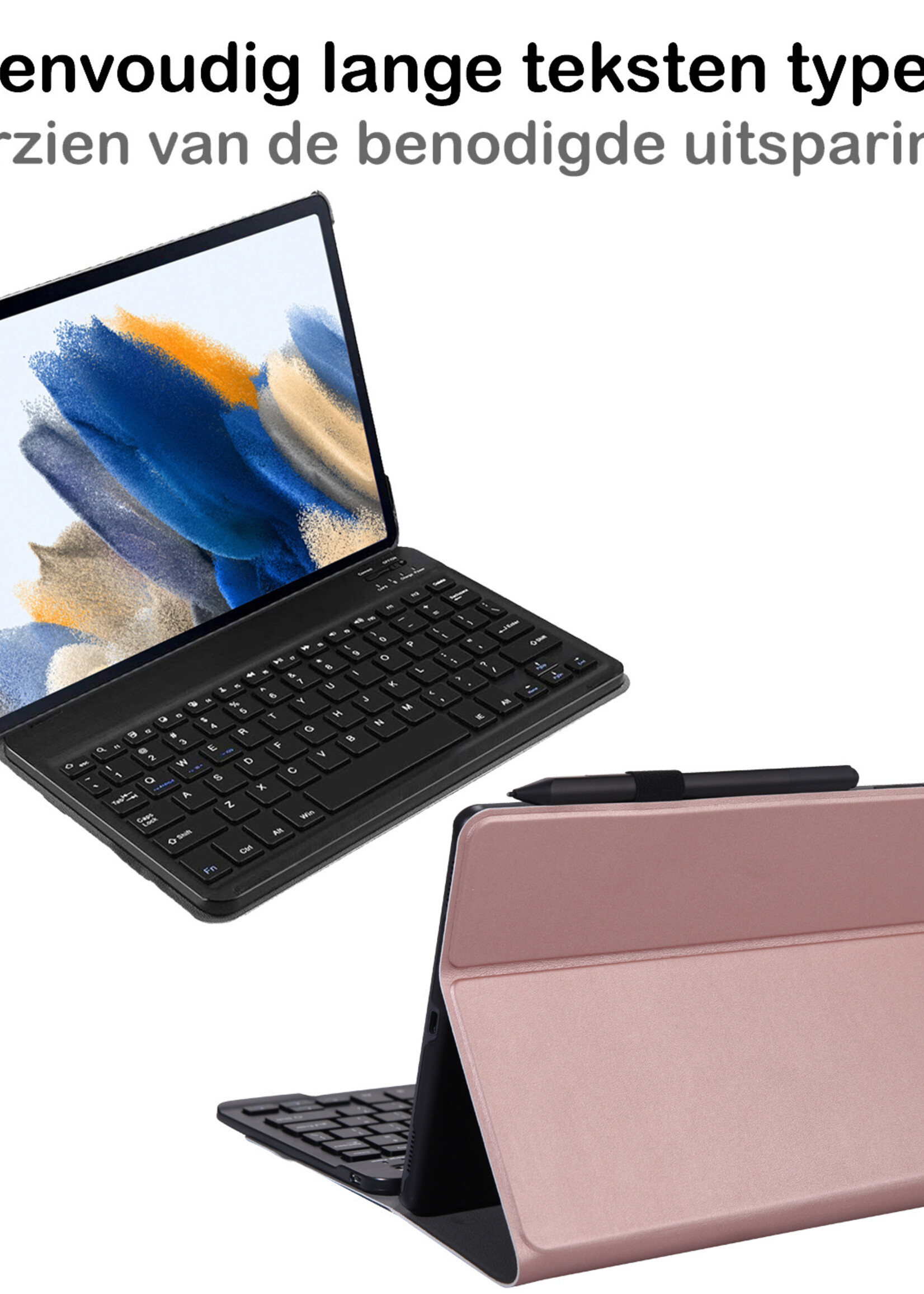 BTH Samsung Galaxy Tab A8 2021 Hoesje Toetsenbord Hoes Luxe Keyboard Case Cover (10,5 inch) - Rosé Goud