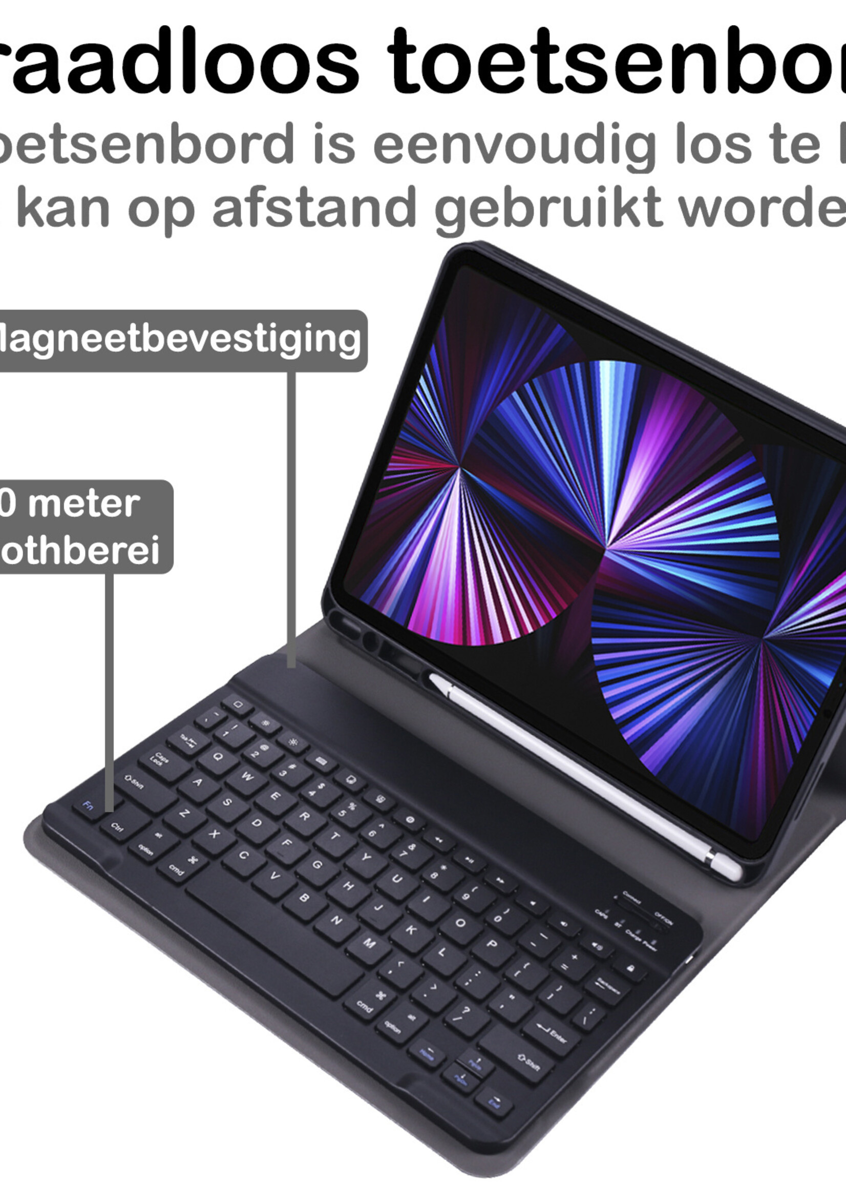 BTH iPad Pro 11 inch 2018 Hoesje Toetsenbord Hoes Luxe Keyboard Case Cover (11 inch) - Zwart