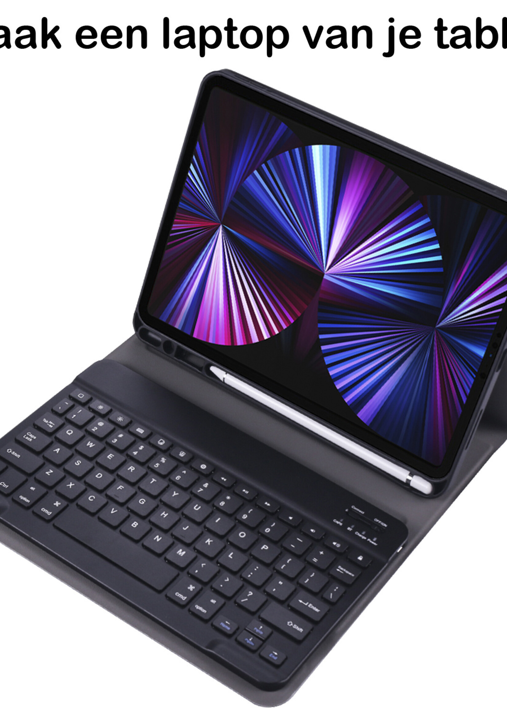 BTH iPad Pro 11 inch 2021 Hoesje Toetsenbord Hoes Luxe Keyboard Case Cover (11 inch) - Zwart