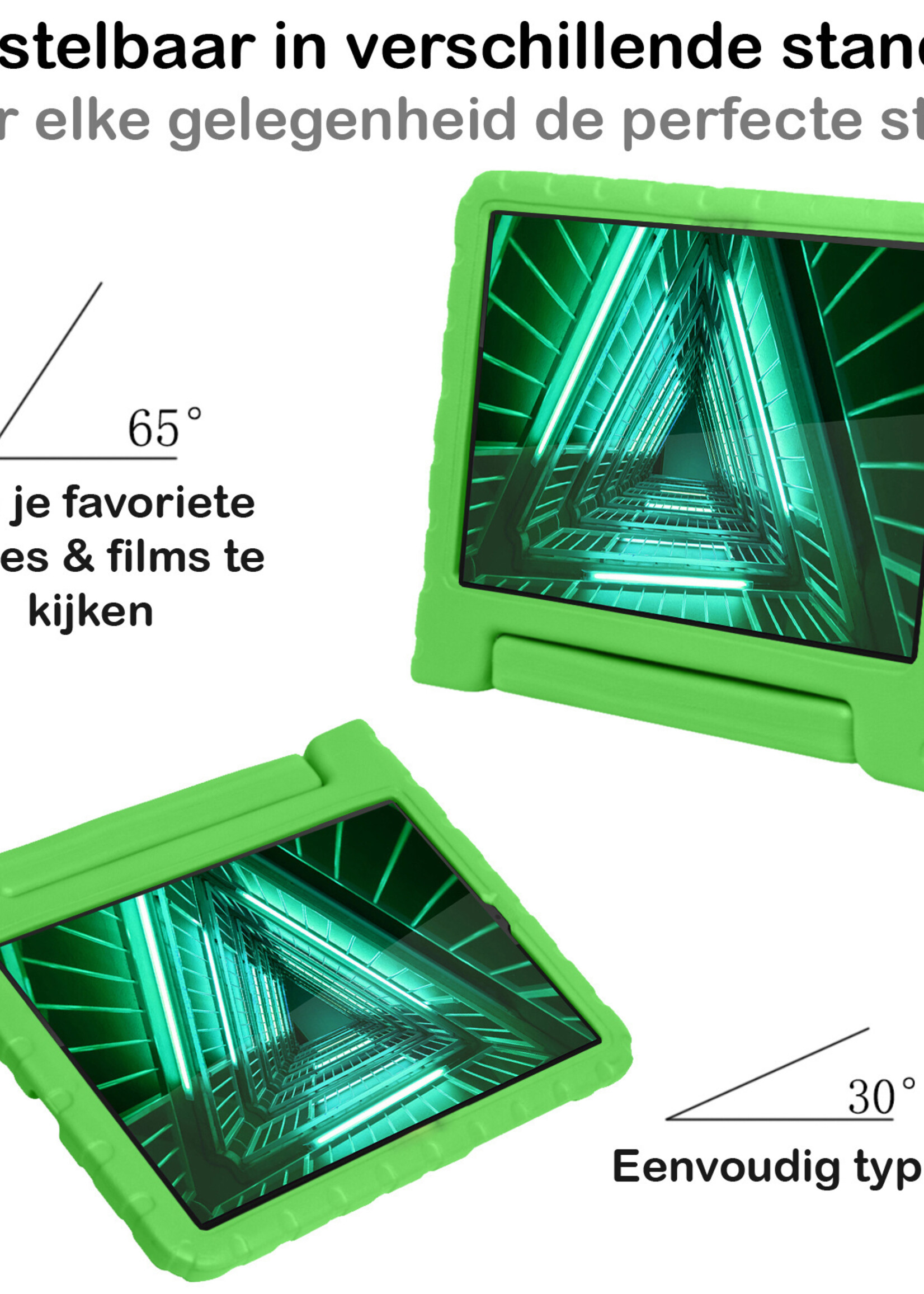BTH Kinderhoes Geschikt voor Lenovo Tab M10 FHD Plus 2nd Gen Hoes Kinder Hoesje Kids Case Cover Kidsproof Met Screenprotector - Hoesje Geschikt voor Lenovo Tab M10 FHD Plus (2e Gen) Hoesje Kinder Hoes - Groen