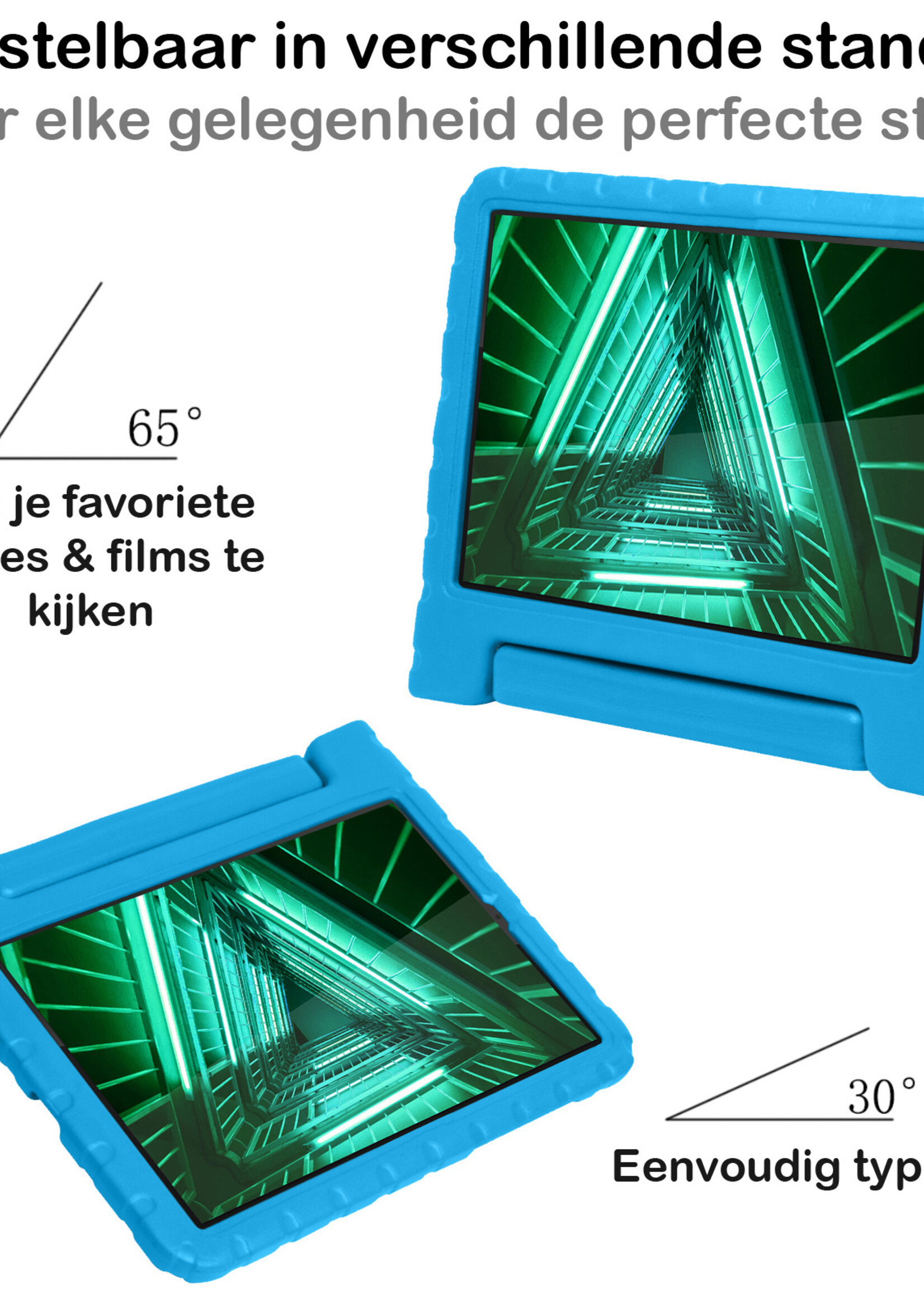 BTH Kinderhoes Geschikt voor Lenovo Tab M10 FHD Plus 2nd Gen Hoes Kinder Hoesje Kids Case Cover Kidsproof Met Screenprotector - Hoesje Geschikt voor Lenovo Tab M10 FHD Plus (2e Gen) Hoesje Kinder Hoes - Blauw