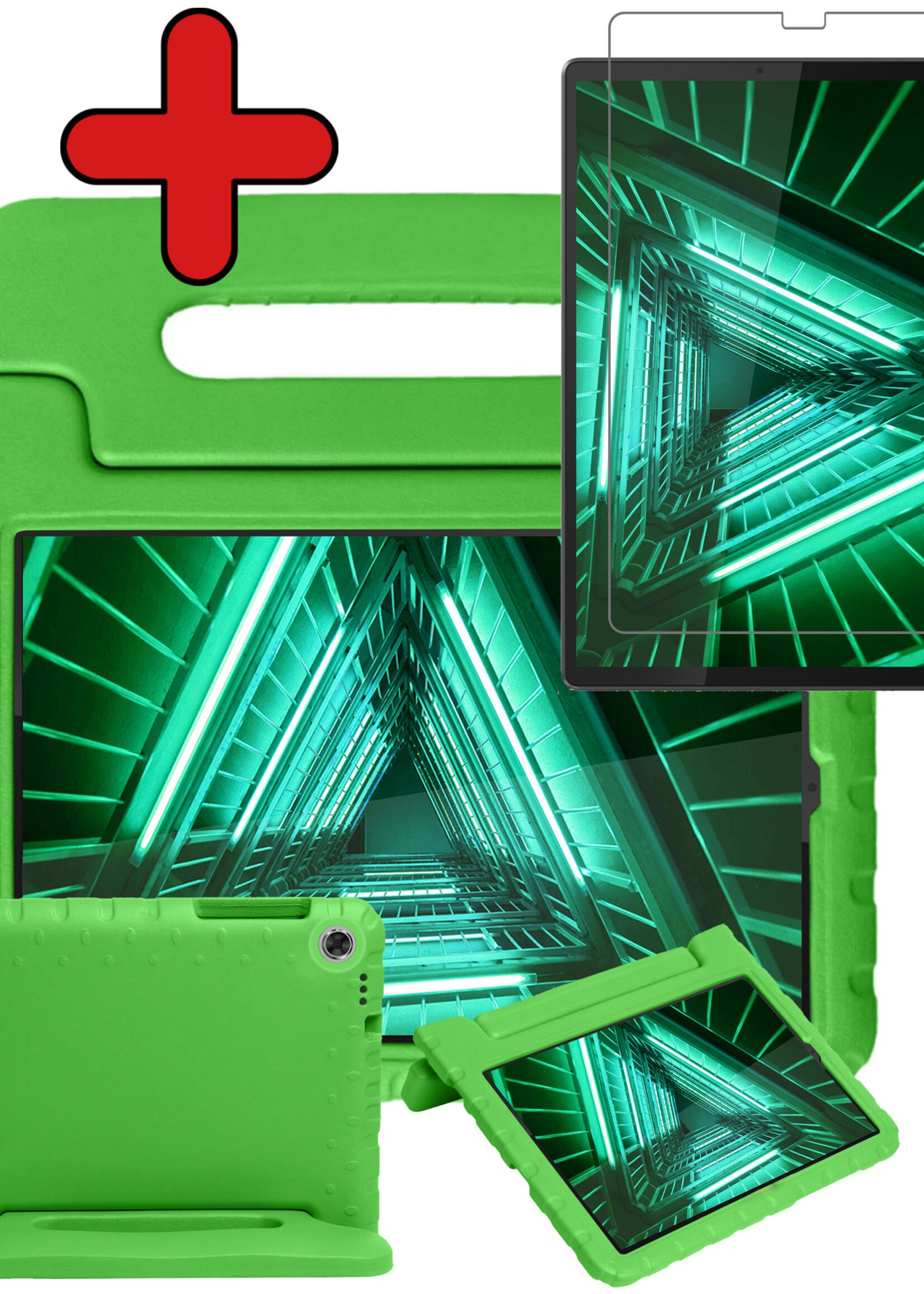 BTH Kinderhoes Geschikt voor Lenovo Tab M10 FHD Plus 2nd Gen Hoes Kinder Hoesje Kids Case Cover Kidsproof Met Screenprotector - Hoesje Geschikt voor Lenovo Tab M10 FHD Plus (2e Gen) Hoesje Kinder Hoes - Groen
