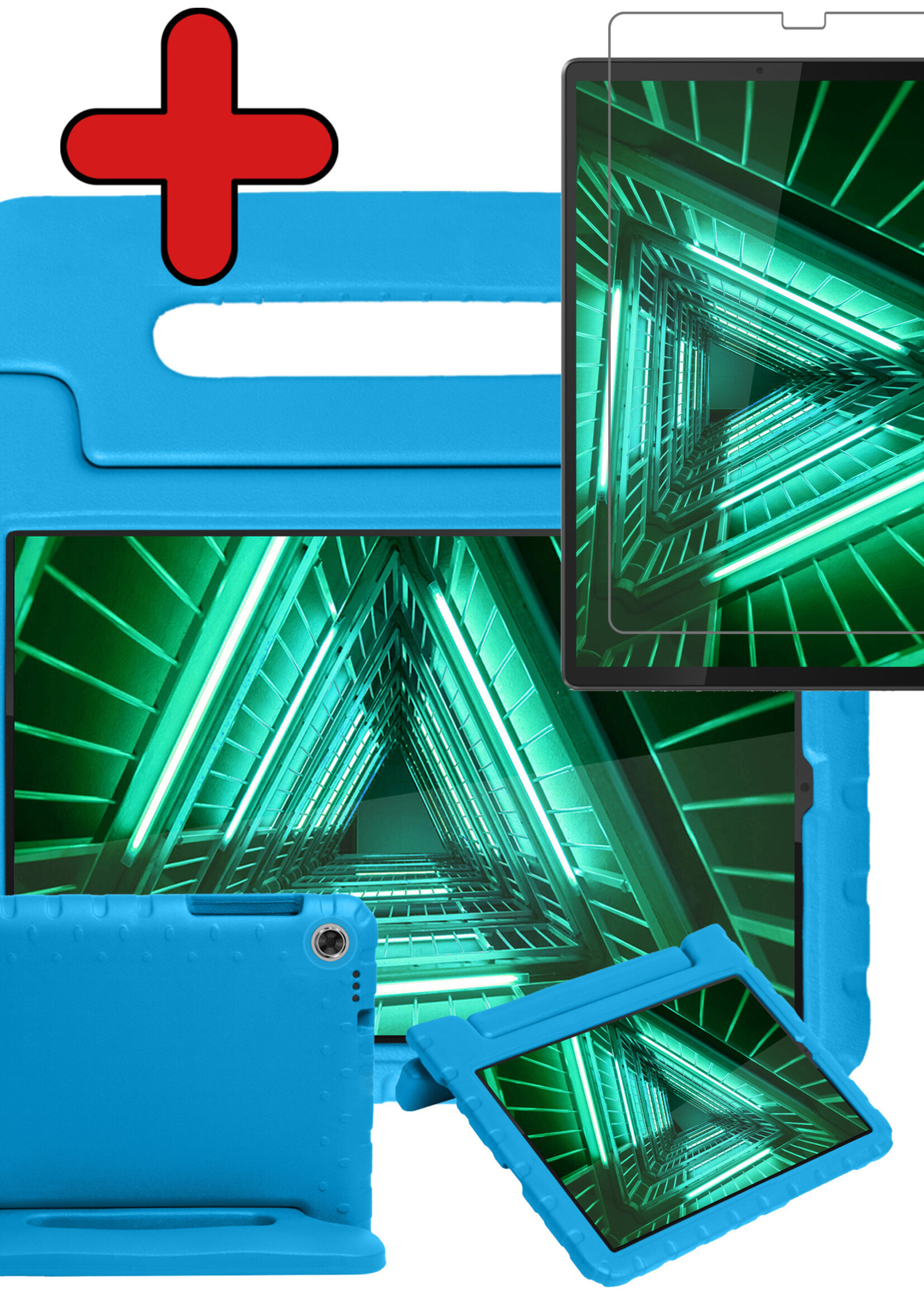 BTH Kinderhoes Geschikt voor Lenovo Tab M10 FHD Plus 2nd Gen Hoes Kinder Hoesje Kids Case Cover Kidsproof Met Screenprotector - Hoesje Geschikt voor Lenovo Tab M10 FHD Plus (2e Gen) Hoesje Kinder Hoes - Blauw