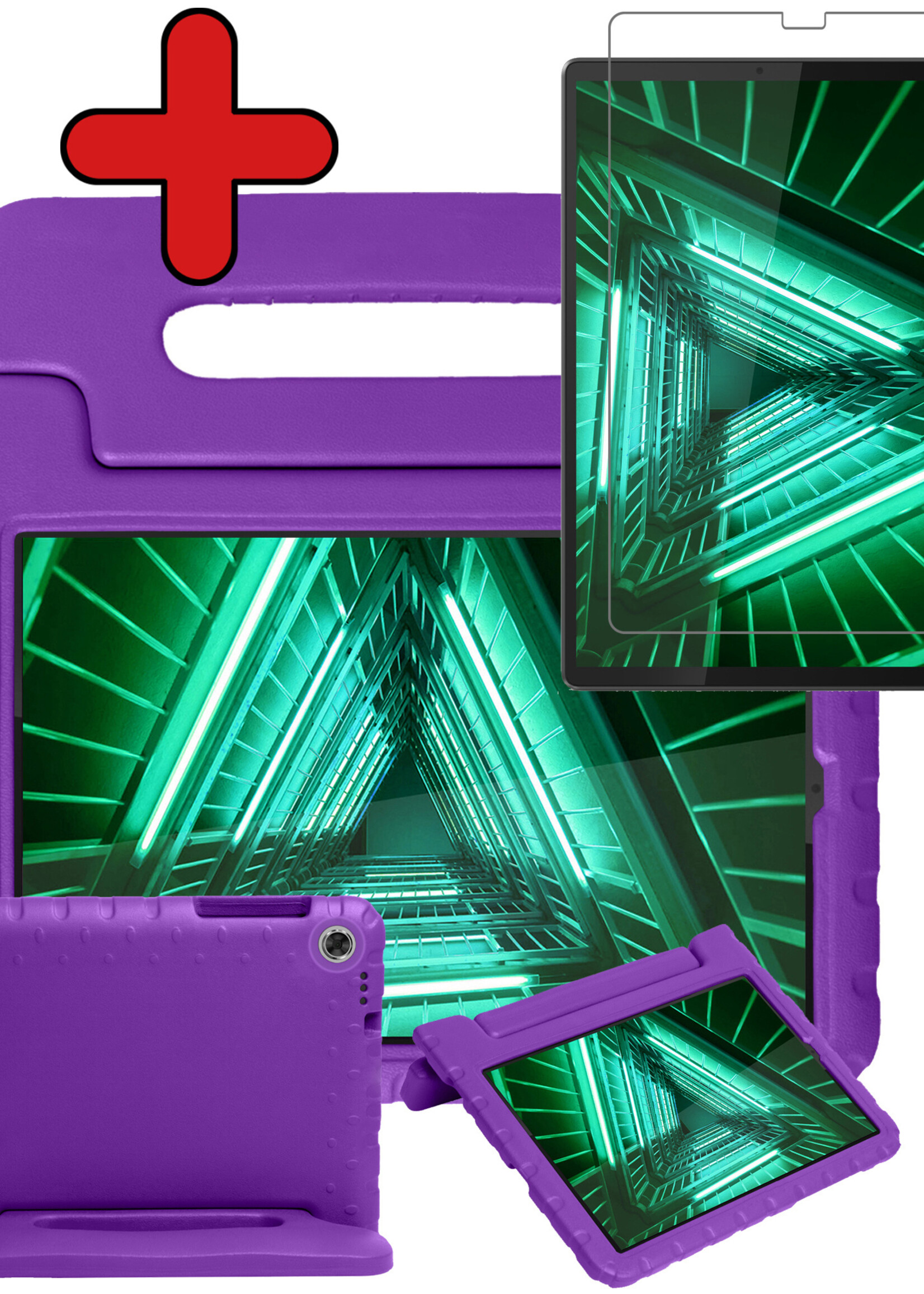 BTH Kinderhoes Geschikt voor Lenovo Tab M10 FHD Plus 2nd Gen Hoes Kinder Hoesje Kids Case Cover Kidsproof Met Screenprotector - Hoesje Geschikt voor Lenovo Tab M10 FHD Plus (2e Gen) Hoesje Kinder Hoes - Paars