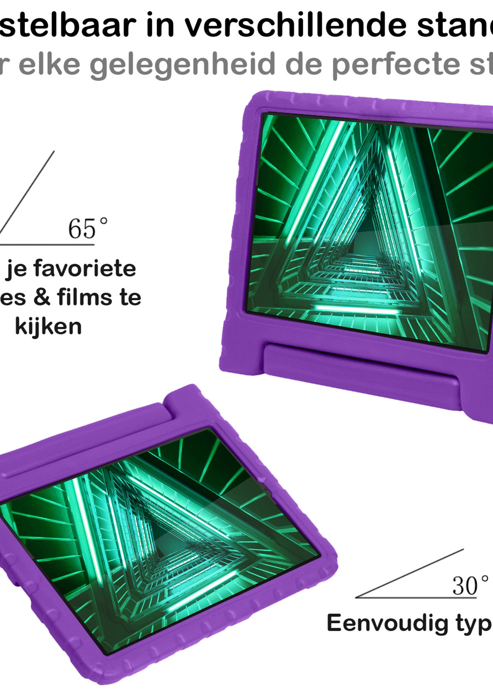 BTH Kinderhoes Geschikt voor Lenovo Tab M10 FHD Plus 2nd Gen Hoes Kinder Hoesje Kids Case Cover Kidsproof Met Screenprotector - Hoesje Geschikt voor Lenovo Tab M10 FHD Plus (2e Gen) Hoesje Kinder Hoes - Paars