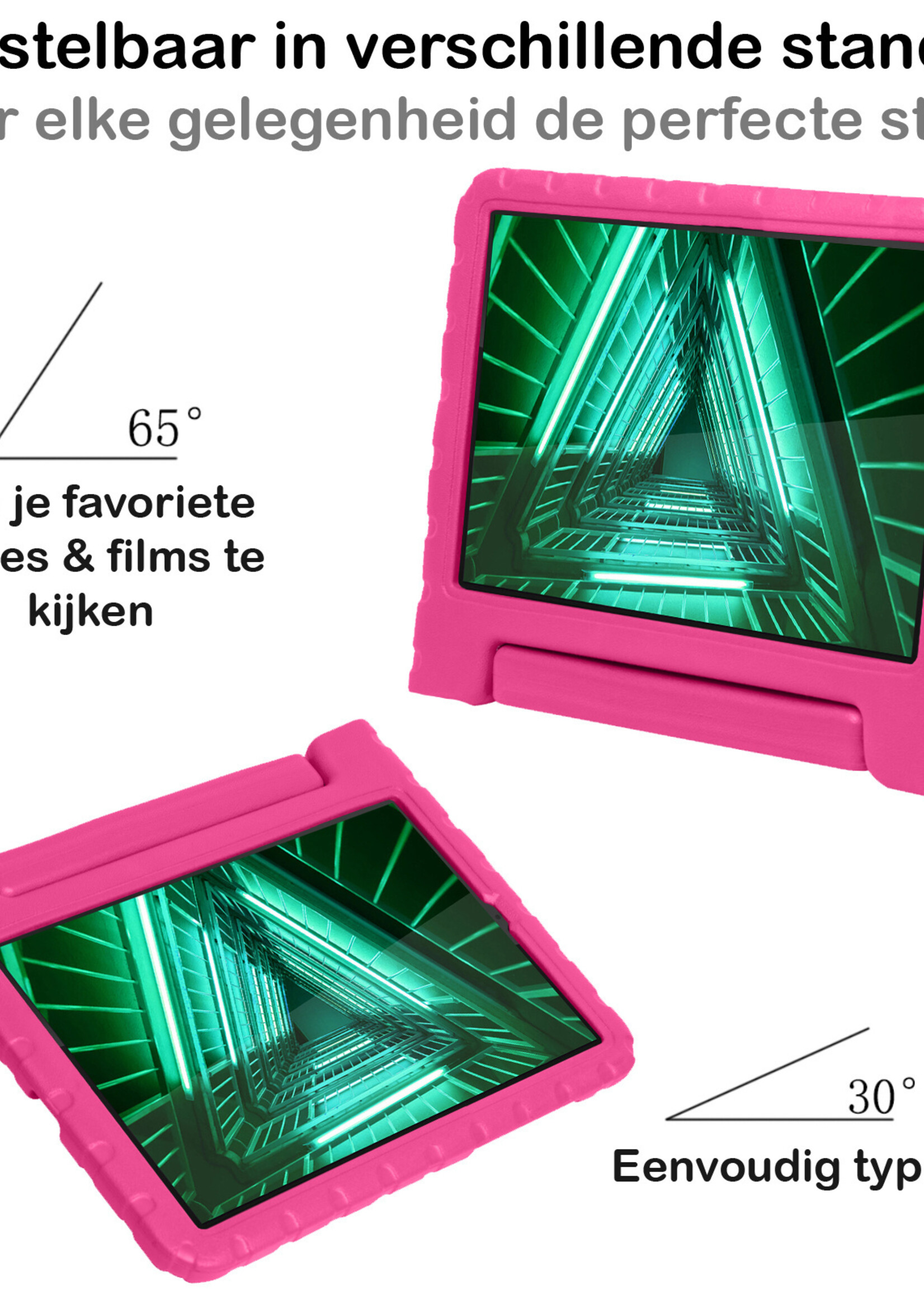 BTH Kinderhoes Geschikt voor Lenovo Tab M10 FHD Plus 2nd Gen Hoes Kinder Hoesje Kids Case Cover Kidsproof Met 2x Screenprotector - Hoesje Geschikt voor Lenovo Tab M10 FHD Plus (2e Gen) Hoesje Kinder Hoes - Roze