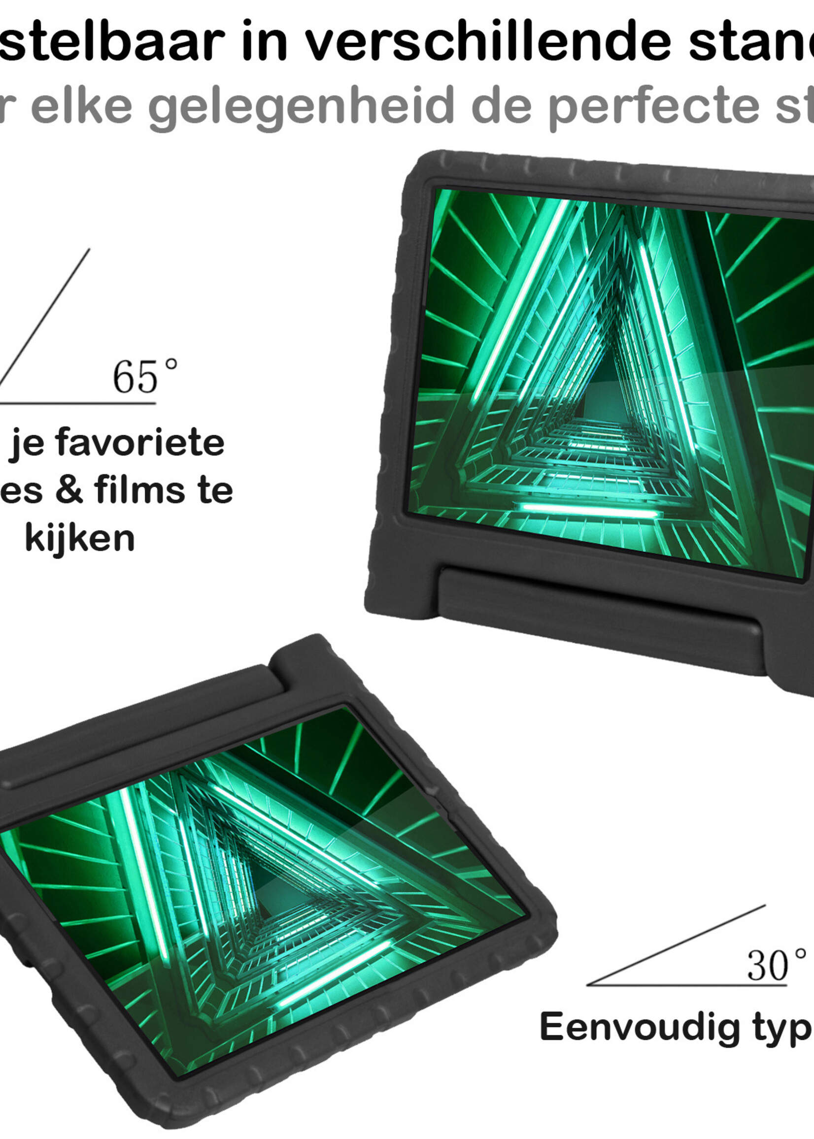 BTH Kinderhoes Geschikt voor Lenovo Tab M10 FHD Plus 2nd Gen Hoes Kinder Hoesje Kids Case Cover Kidsproof Met 2x Screenprotector - Hoesje Geschikt voor Lenovo Tab M10 FHD Plus (2e Gen) Hoesje Kinder Hoes - Zwart