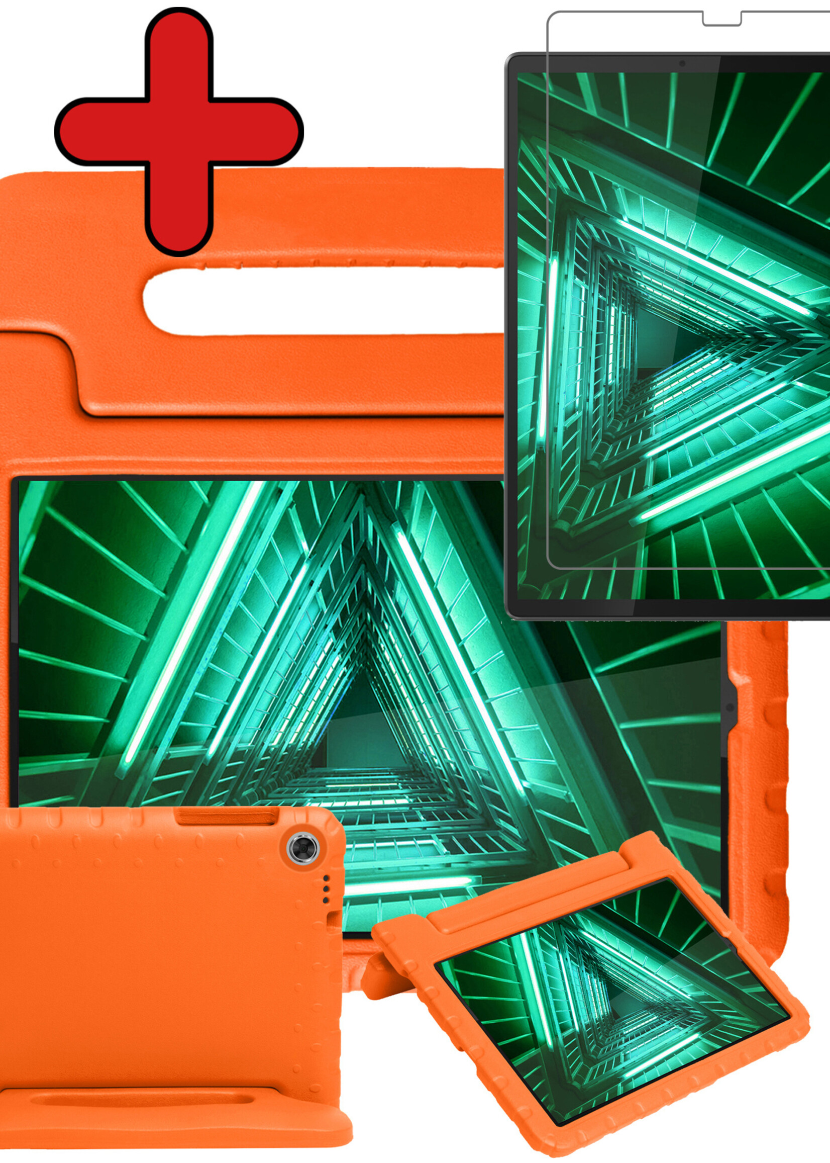BTH Kinderhoes Geschikt voor Lenovo Tab M10 FHD Plus 2nd Gen Hoes Kinder Hoesje Kids Case Cover Kidsproof Met Screenprotector - Hoesje Geschikt voor Lenovo Tab M10 FHD Plus (2e Gen) Hoesje Kinder Hoes - Oranje
