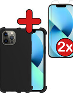 BTH BTH iPhone 13 Pro Max Hoesje Shockproof Met 2x Screenprotector - Zwart