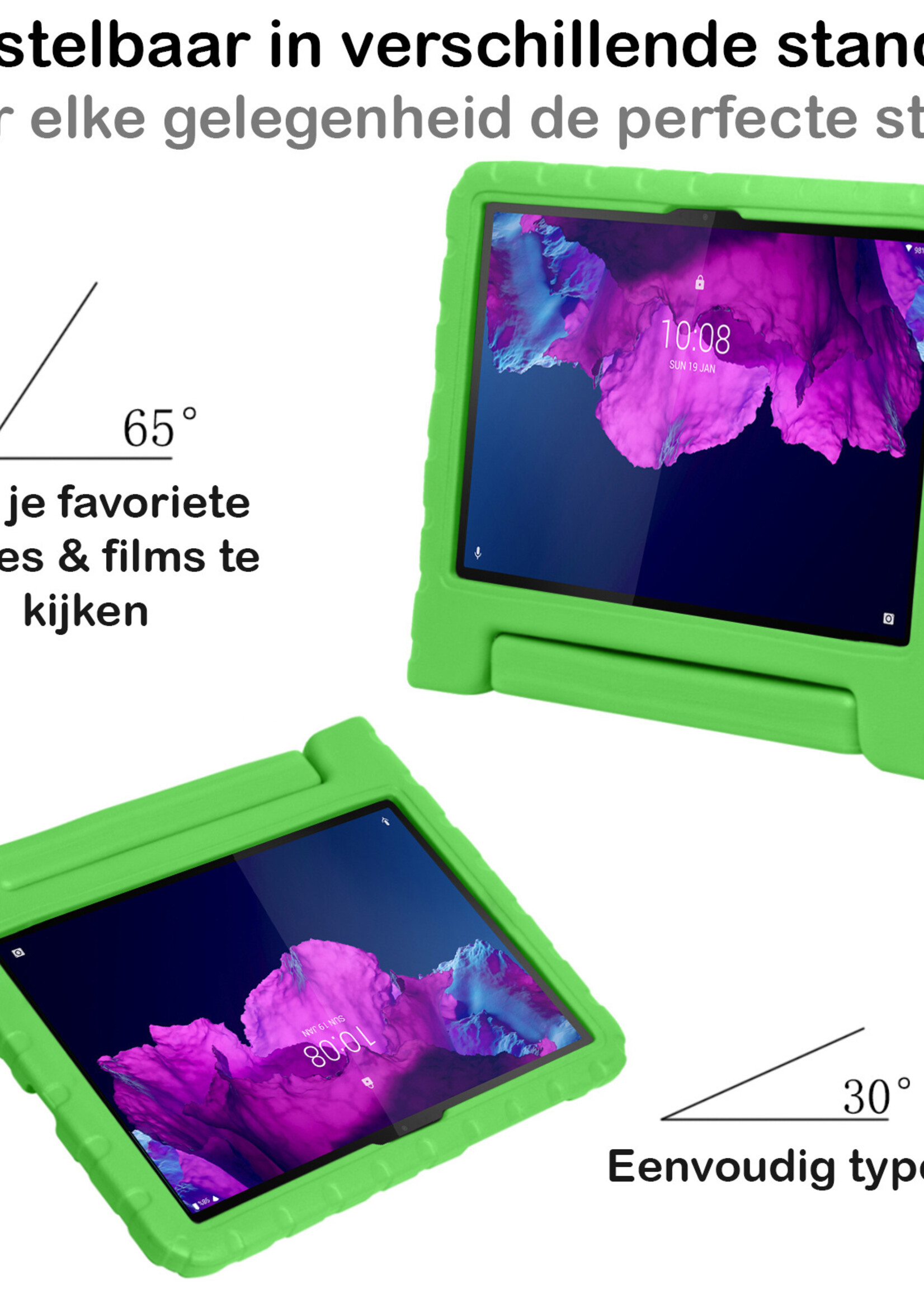 BTH Kinderhoes Geschikt voor Lenovo Tab P11 Hoes Kinder Hoesje Kids Case Cover Kidsproof Met Screenprotector - Hoesje Geschikt voor Lenovo Tab P11 Hoesje Kinder Hoes - Groen