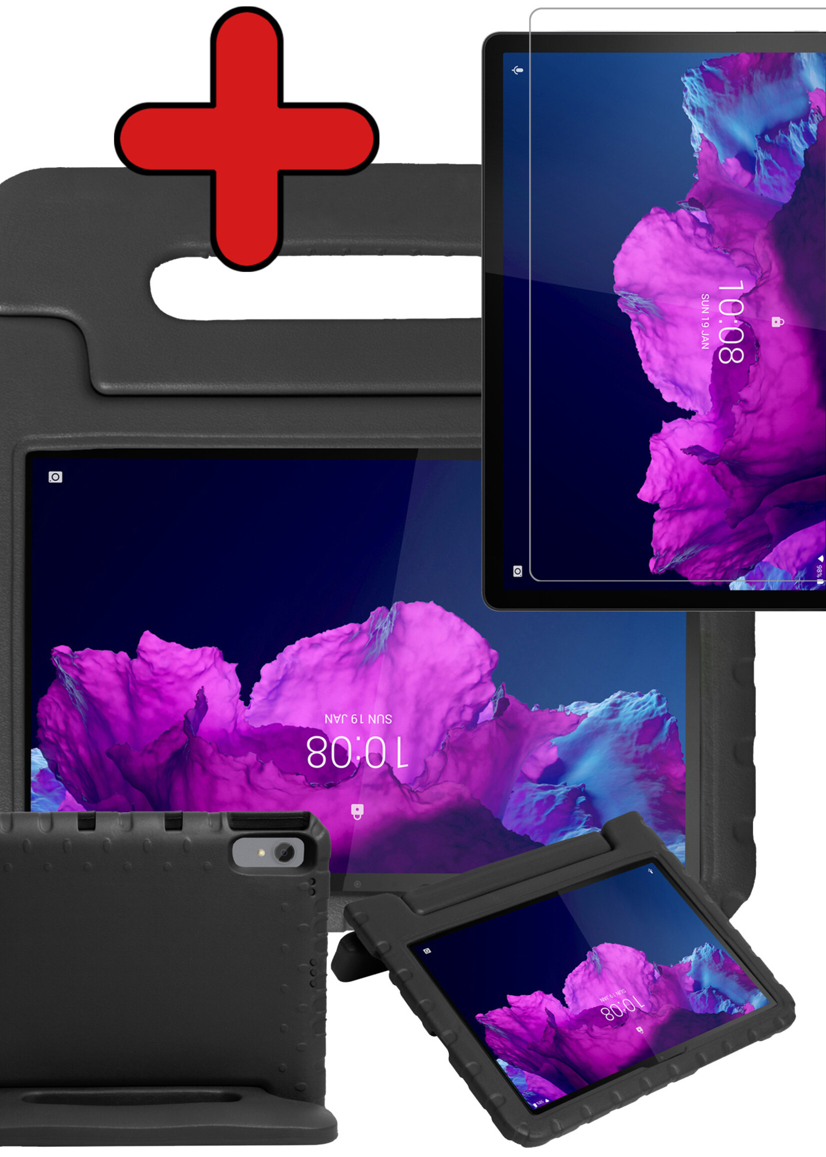 BTH Kinderhoes Geschikt voor Lenovo Tab P11 Hoes Kinder Hoesje Kids Case Cover Kidsproof Met Screenprotector - Hoesje Geschikt voor Lenovo Tab P11 Hoesje Kinder Hoes - Zwart