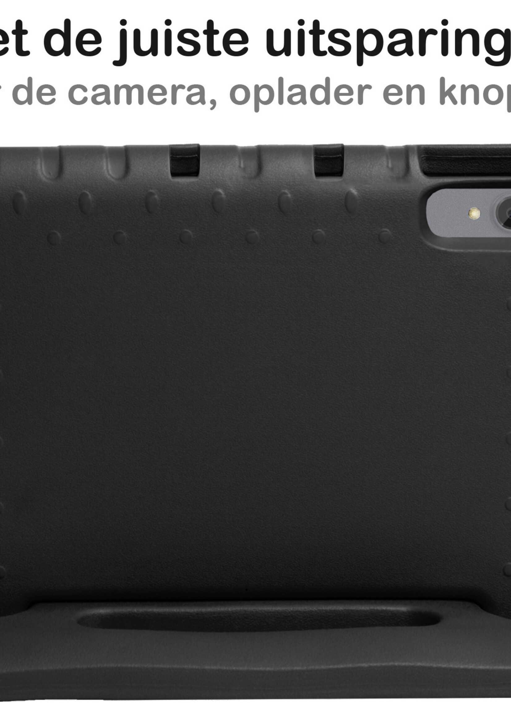 BTH Kinderhoes Geschikt voor Lenovo Tab P11 Hoes Kinder Hoesje Kids Case Cover Kidsproof Met 2x Screenprotector - Hoesje Geschikt voor Lenovo Tab P11 Hoesje Kinder Hoes - Zwart