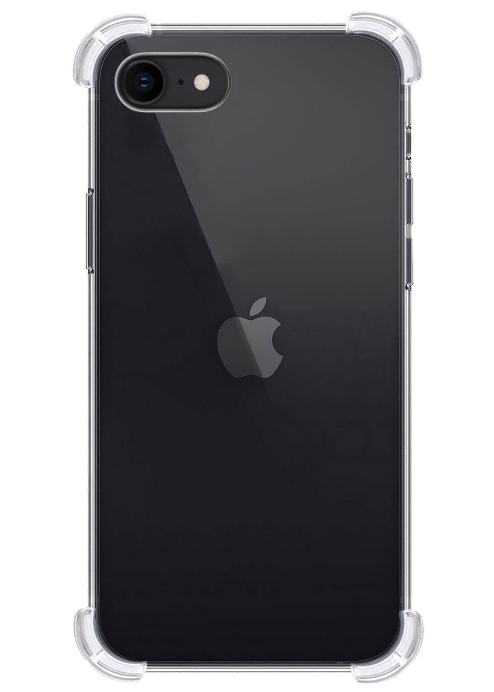 BTH Hoesje Geschikt voor iPhone SE 2022 Hoesje Siliconen Shock Proof Case Hoes - Hoes Geschikt voor iPhone SE (2022) Hoes Cover Case Shockproof - Transparant - 2 PACK