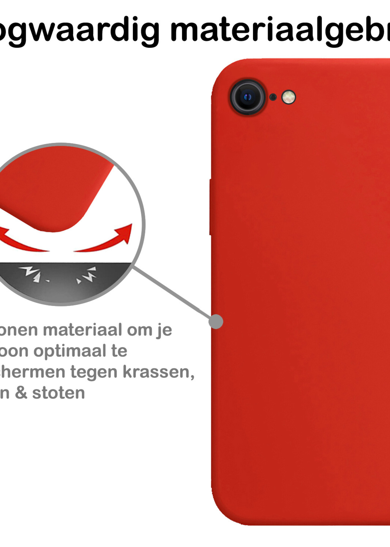 BTH Hoes voor iPhone SE 2022 Hoesje Siliconen Case Back Cover Hoes Rood - Hoes voor iPhone SE 2022 Hoesje Cover Hoes Siliconen