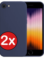 BTH BTH iPhone SE 2022 Hoesje Siliconen - Donkerblauw - 2 PACK