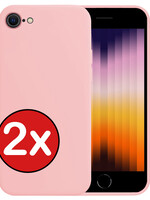 BTH BTH iPhone SE 2022 Hoesje Siliconen - Lichtroze - 2 PACK
