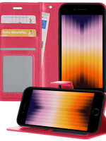 BTH BTH iPhone SE 2022 Hoesje Bookcase - Donkerroze