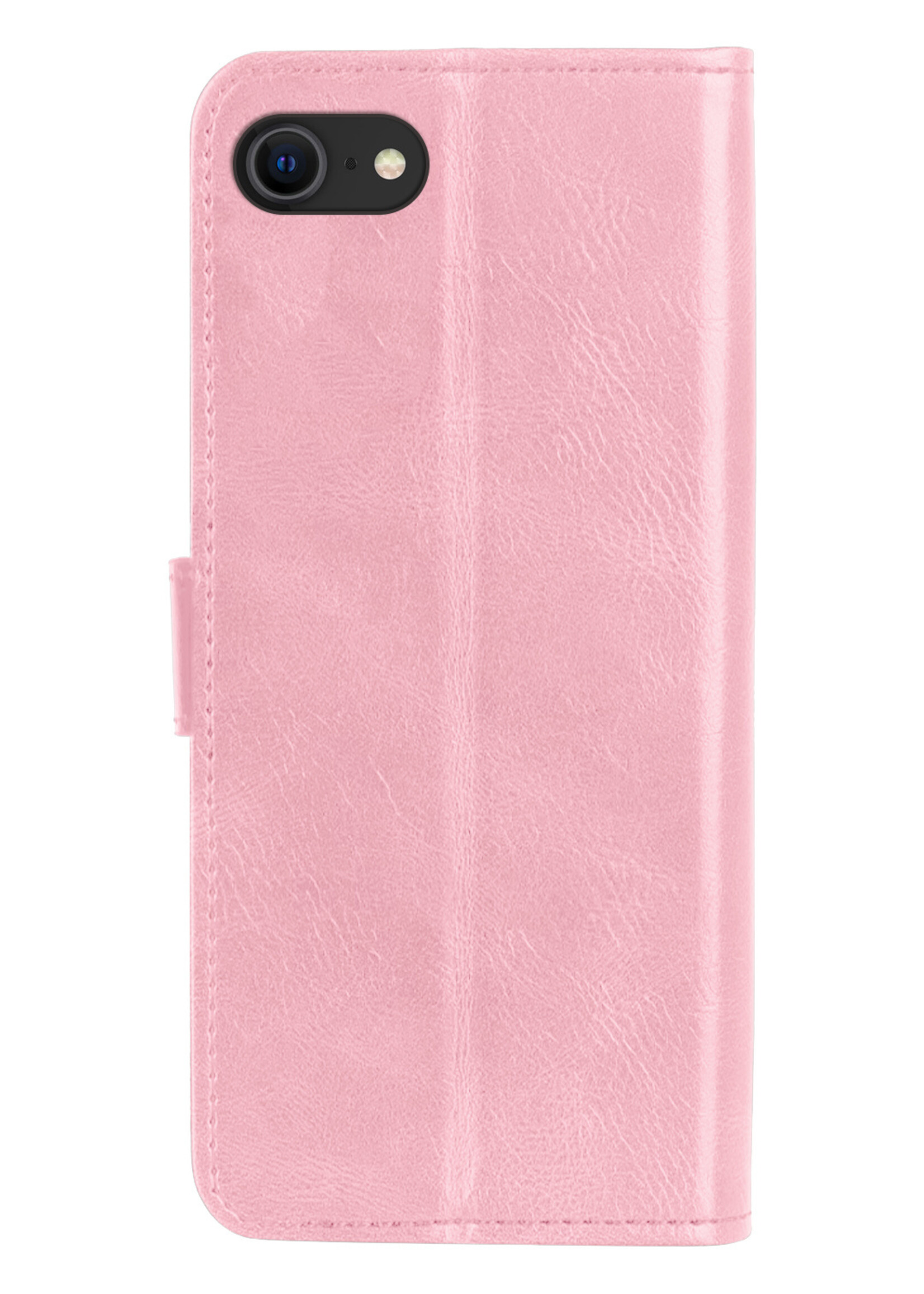BTH Hoes voor iPhone SE 2022 Hoesje Book Case Hoes - Hoes voor iPhone SE 2022 Hoes Wallet Case Hoesje - Licht Roze