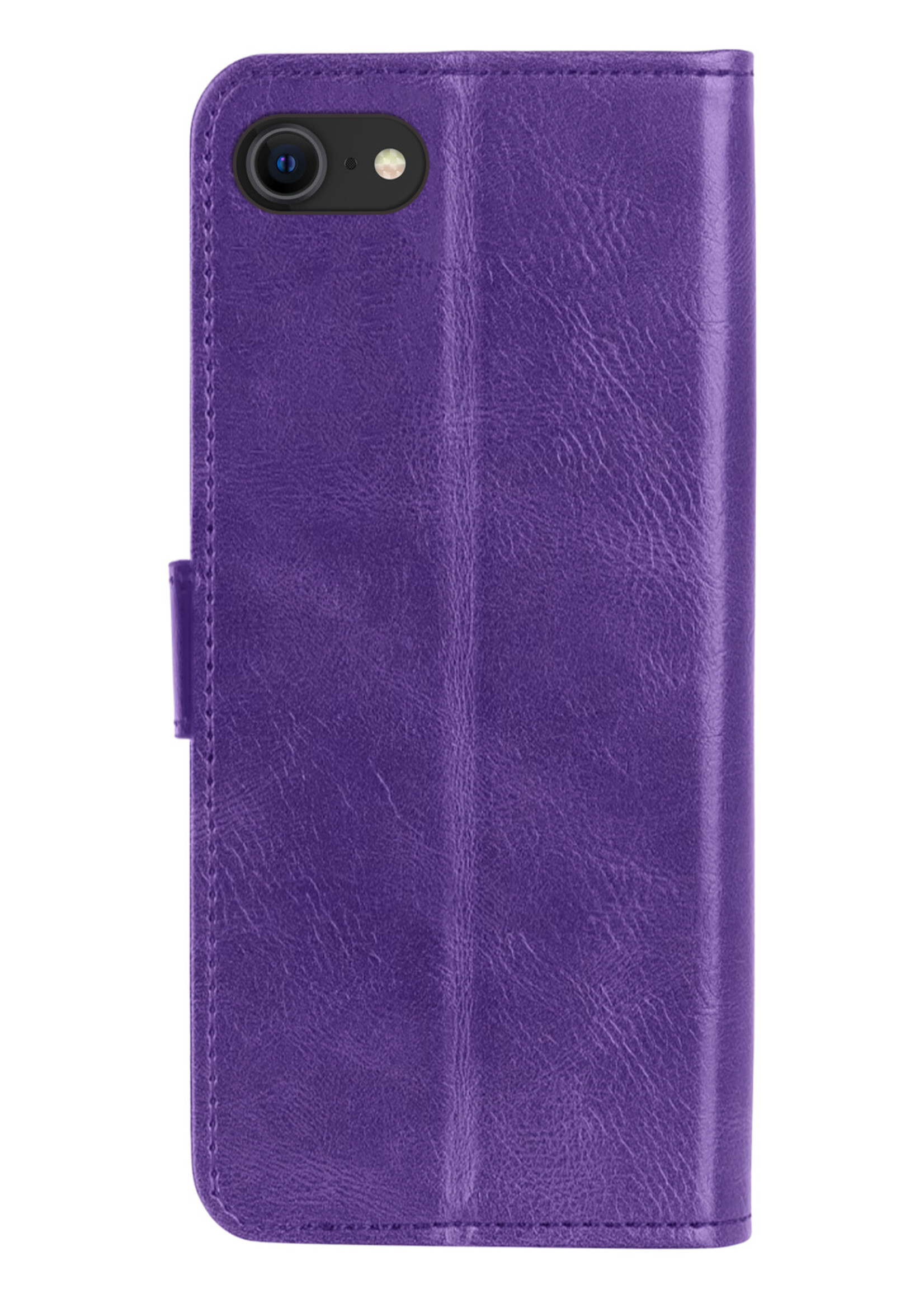 BTH Hoes voor iPhone SE 2022 Hoesje Book Case Hoes - Hoes voor iPhone SE 2022 Hoes Wallet Case Hoesje - Paars