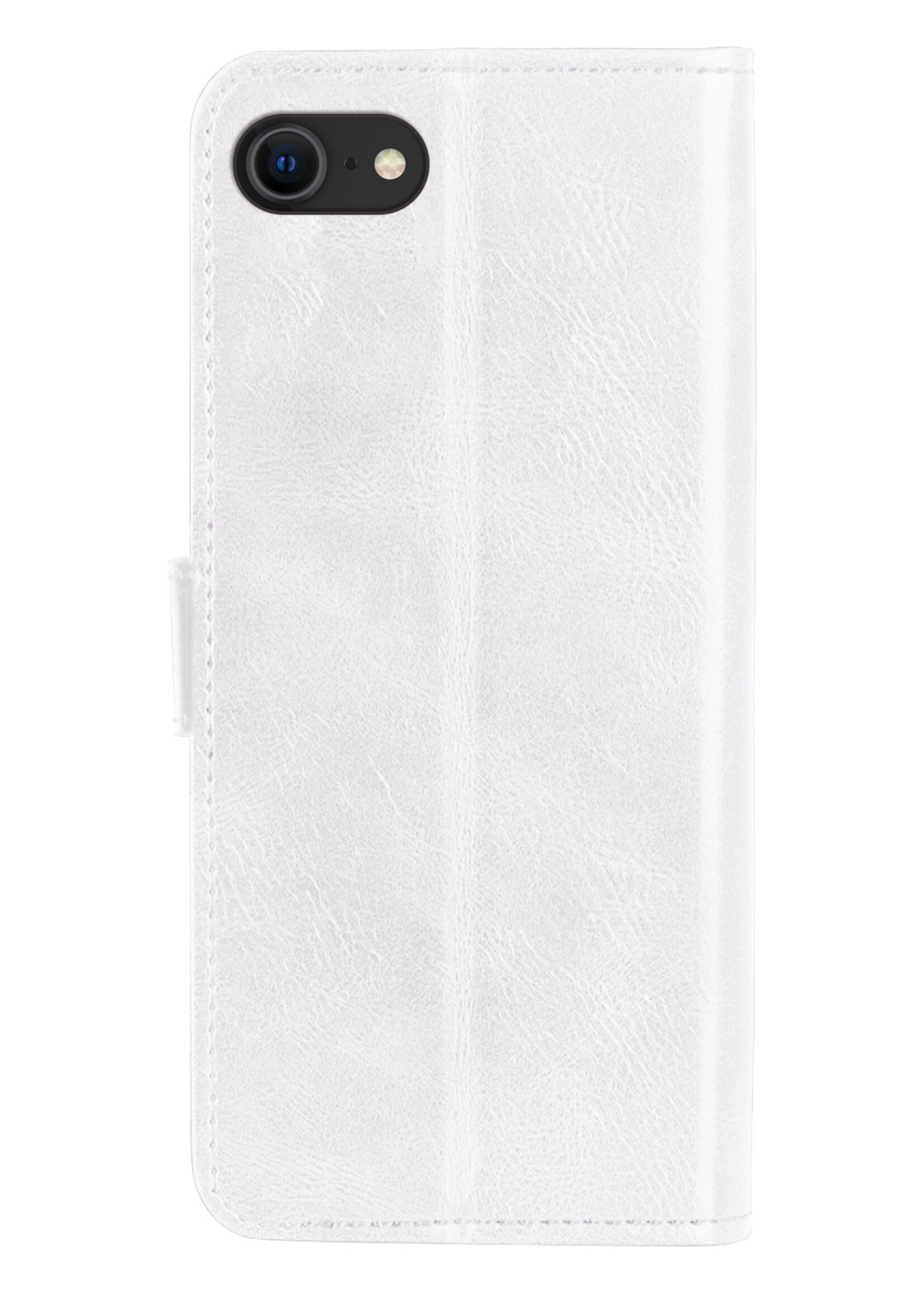 BTH Hoes voor iPhone SE 2022 Hoesje Book Case Hoes - Hoes voor iPhone SE 2022 Hoes Wallet Case Hoesje - Wit