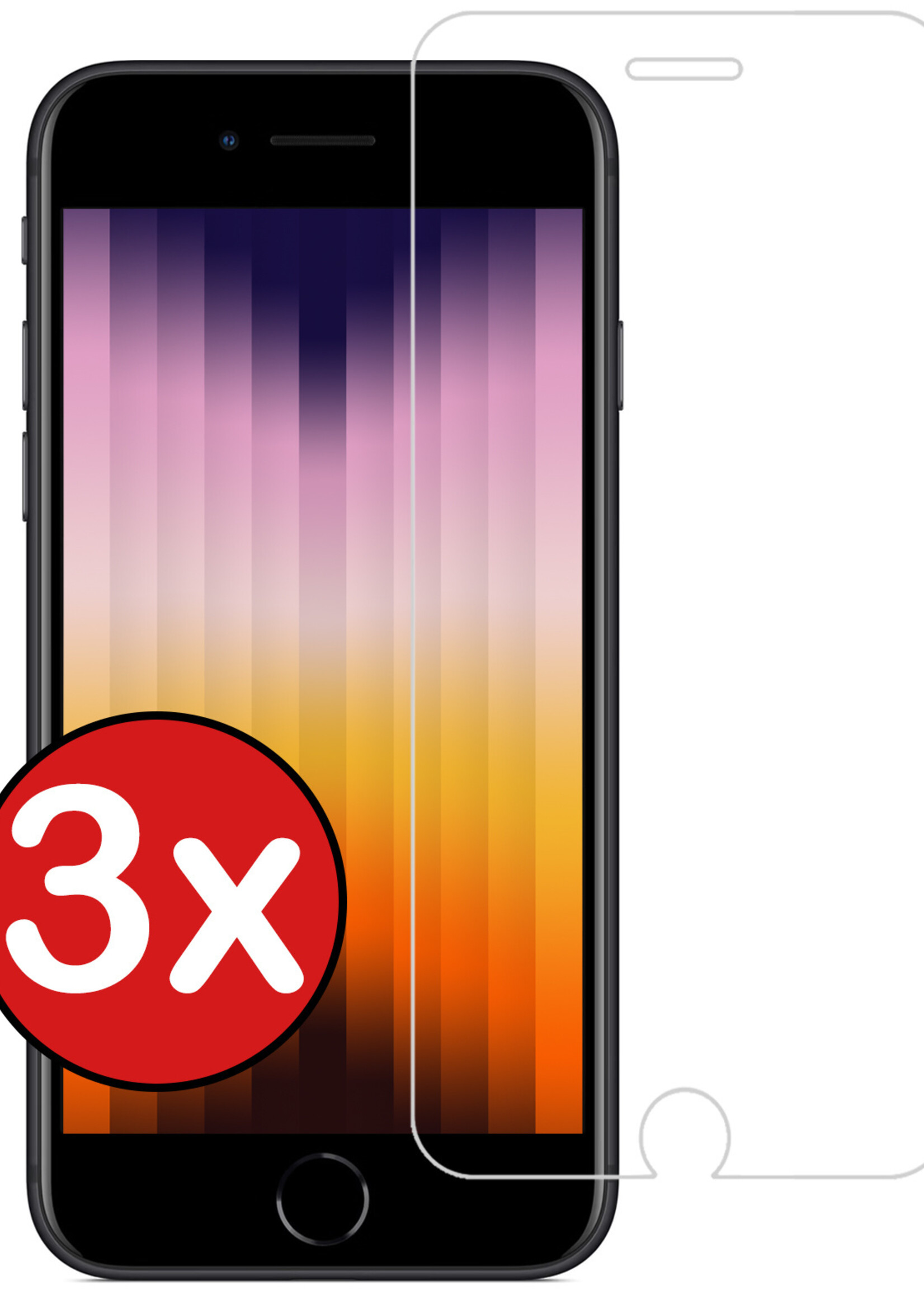 BTH Screenprotector Geschikt voor iPhone SE 2022 Screenprotector Glas Gehard Tempered Glass - Screenprotector Geschikt voor iPhone SE (2022) Screen Protector Screen Cover - 3 PACK