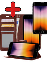 BTH BTH iPhone SE 2022 Hoesje Bookcase Met Screenprotector - Bruin