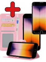 BTH BTH iPhone SE 2022 Hoesje Bookcase Met Screenprotector - Lichtroze