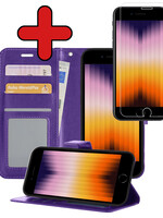BTH BTH iPhone SE 2022 Hoesje Bookcase Met Screenprotector - Paars
