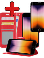 BTH BTH iPhone SE 2022 Hoesje Bookcase Met Screenprotector - Rood