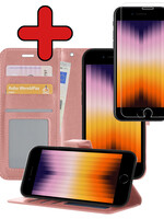 BTH BTH iPhone SE 2022 Hoesje Bookcase Met Screenprotector - Rose Goud
