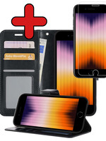 BTH BTH iPhone SE 2022 Hoesje Bookcase Met Screenprotector - Zwart