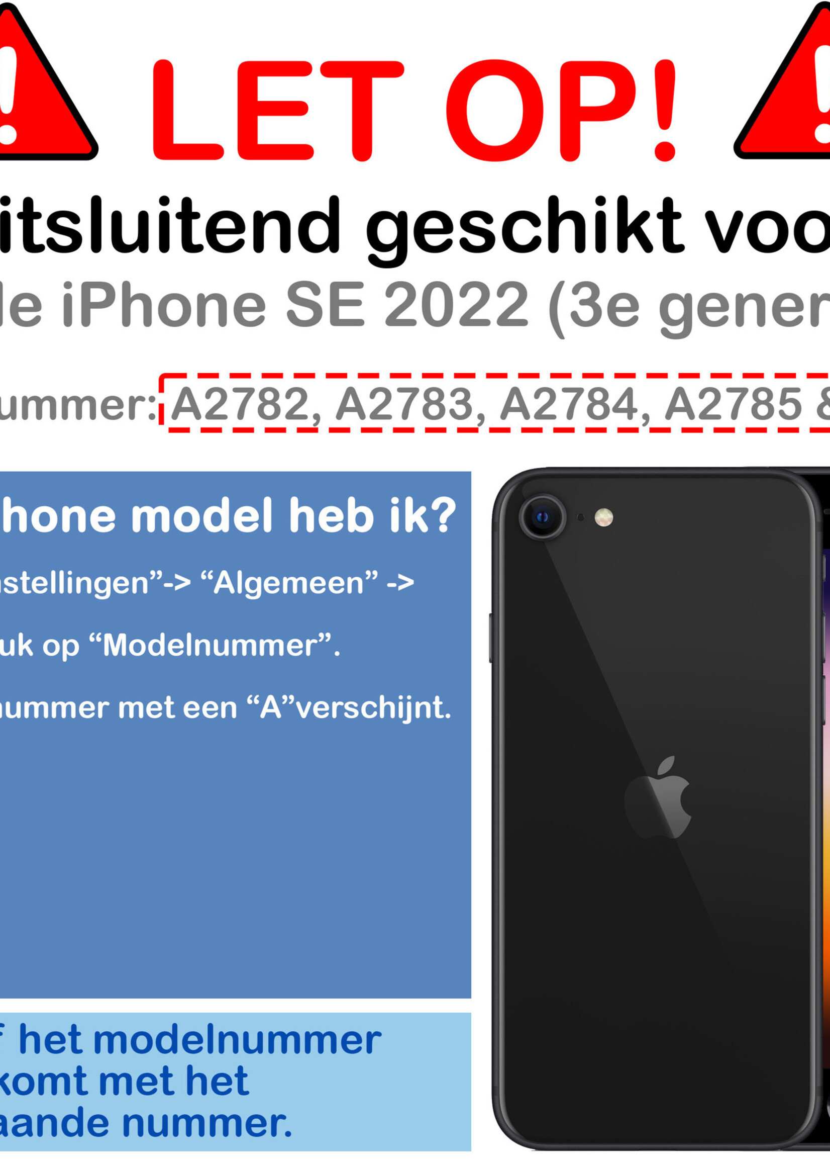 BTH Hoesje Geschikt voor iPhone SE 2022 Hoesje Book Case Hoes Portemonnee Cover Walletcase Met Screenprotector - Hoes Geschikt voor iPhone SE (2022) Hoes Bookcase Hoesje - Zwart