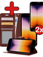 BTH BTH iPhone SE 2022 Hoesje Bookcase Met Screenprotector - Bruin