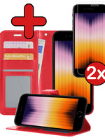 BTH BTH iPhone SE 2022 Hoesje Bookcase Met Screenprotector - Rood
