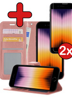 BTH BTH iPhone SE 2022 Hoesje Bookcase Met Screenprotector - Rose Goud