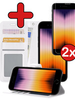 BTH BTH iPhone SE 2022 Hoesje Bookcase Met Screenprotector - Wit