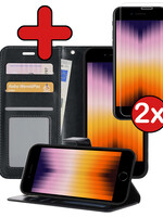 BTH BTH iPhone SE 2022 Hoesje Bookcase Met Screenprotector - Zwart
