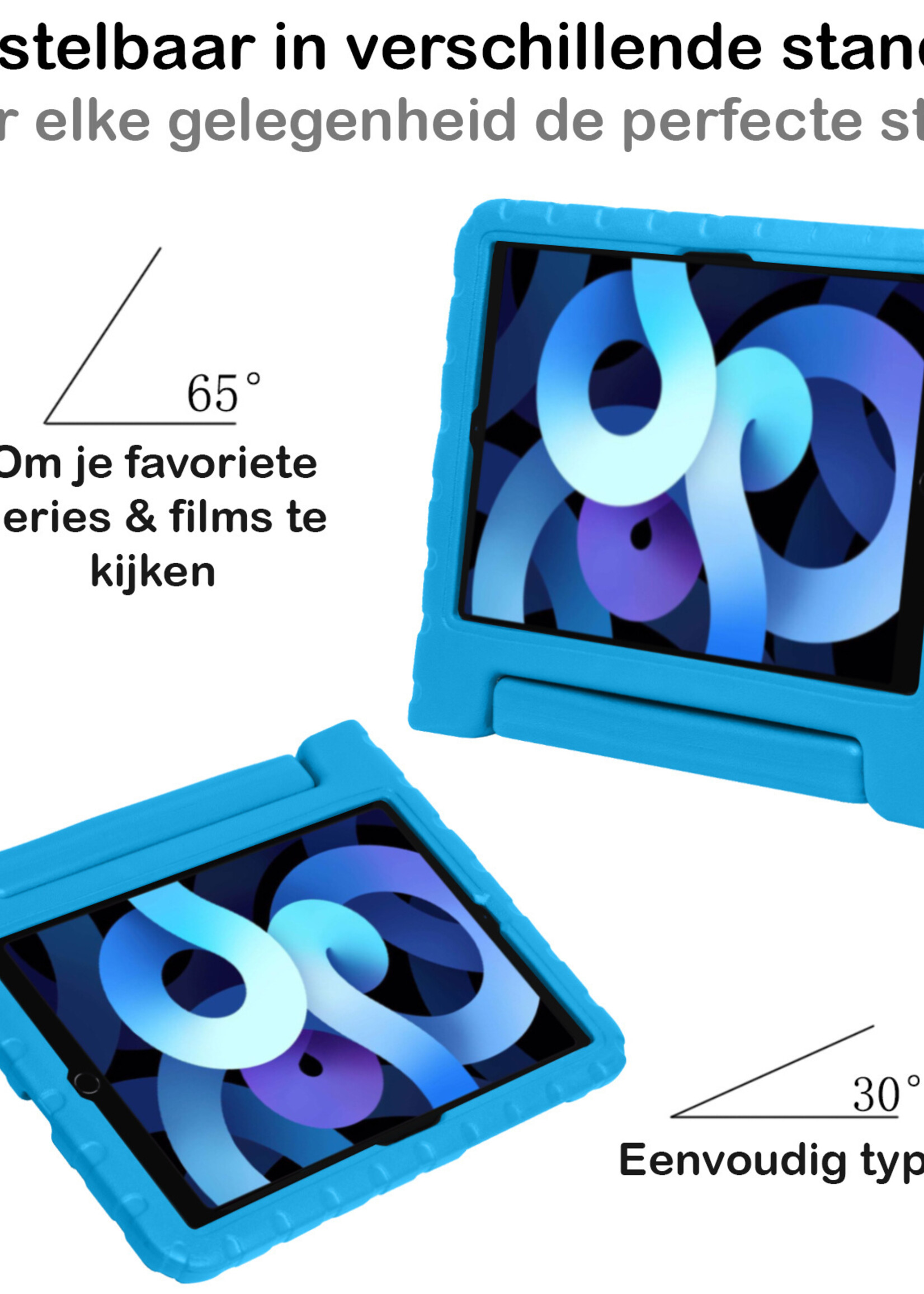 BTH Kinderhoes Geschikt voor iPad Air 2022 Hoes Kinder Hoesje Kids Case Cover Kidsproof Met Screenprotector - Hoesje Geschikt voor iPad Air 5 2022 Hoesje Kinder Hoes - Blauw