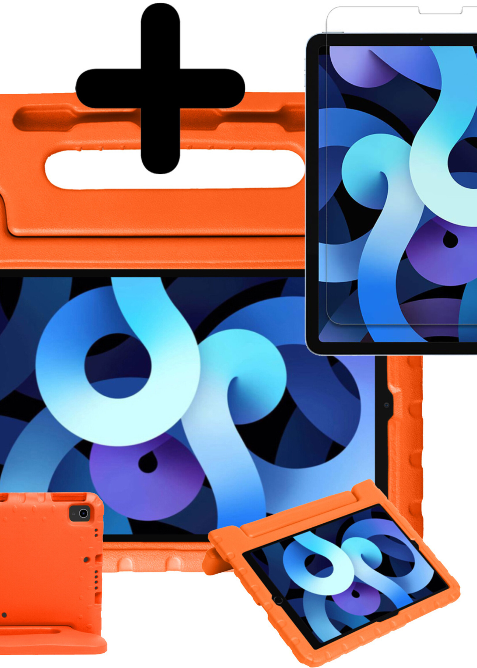 BTH Kinderhoes Geschikt voor iPad Air 2022 Hoes Kinder Hoesje Kids Case Cover Kidsproof Met Screenprotector - Hoesje Geschikt voor iPad Air 5 2022 Hoesje Kinder Hoes - Oranje