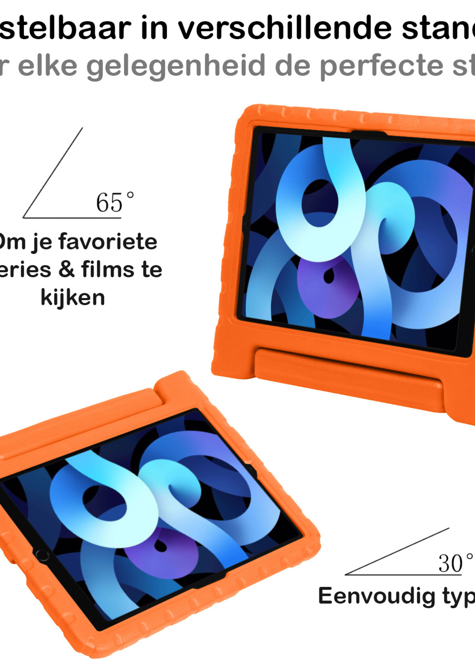 BTH Kinderhoes Geschikt voor iPad Air 2022 Hoes Kinder Hoesje Kids Case Cover Kidsproof Met Screenprotector - Hoesje Geschikt voor iPad Air 5 2022 Hoesje Kinder Hoes - Oranje