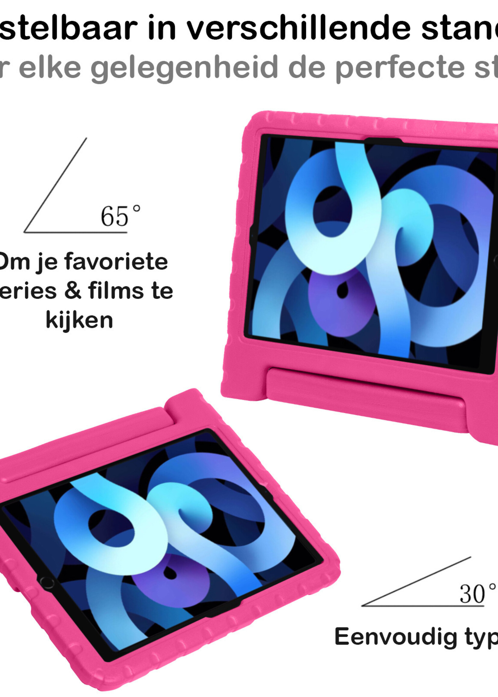 BTH Kinderhoes Geschikt voor iPad Air 2022 Hoes Kinder Hoesje Kids Case Cover Kidsproof Met Screenprotector - Hoesje Geschikt voor iPad Air 5 2022 Hoesje Kinder Hoes - Roze