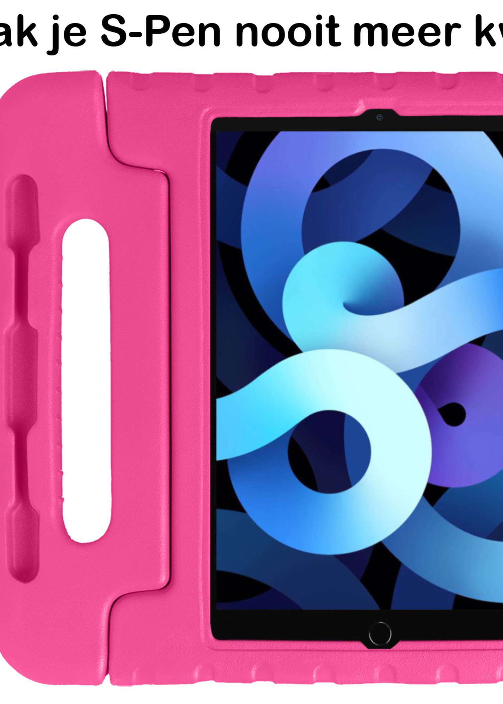 BTH Kinderhoes Geschikt voor iPad Air 2022 Hoes Kinder Hoesje Kids Case Cover Kidsproof Met Screenprotector - Hoesje Geschikt voor iPad Air 5 2022 Hoesje Kinder Hoes - Roze