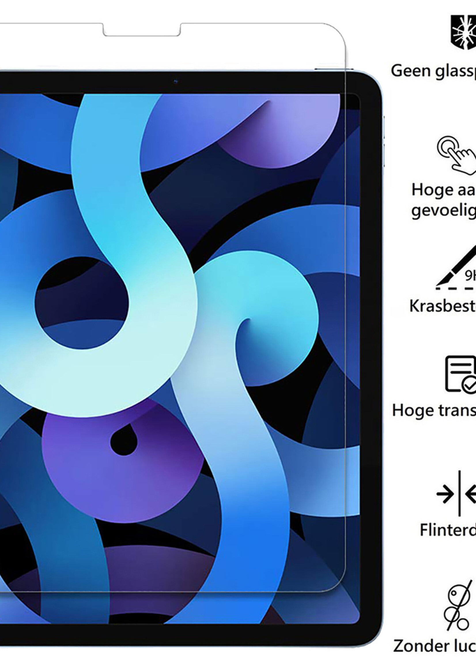 BTH Kinderhoes Geschikt voor iPad Air 2022 Hoes Kinder Hoesje Kids Case Cover Kidsproof Met 2x Screenprotector - Hoesje Geschikt voor iPad Air 5 2022 Hoesje Kinder Hoes - Blauw