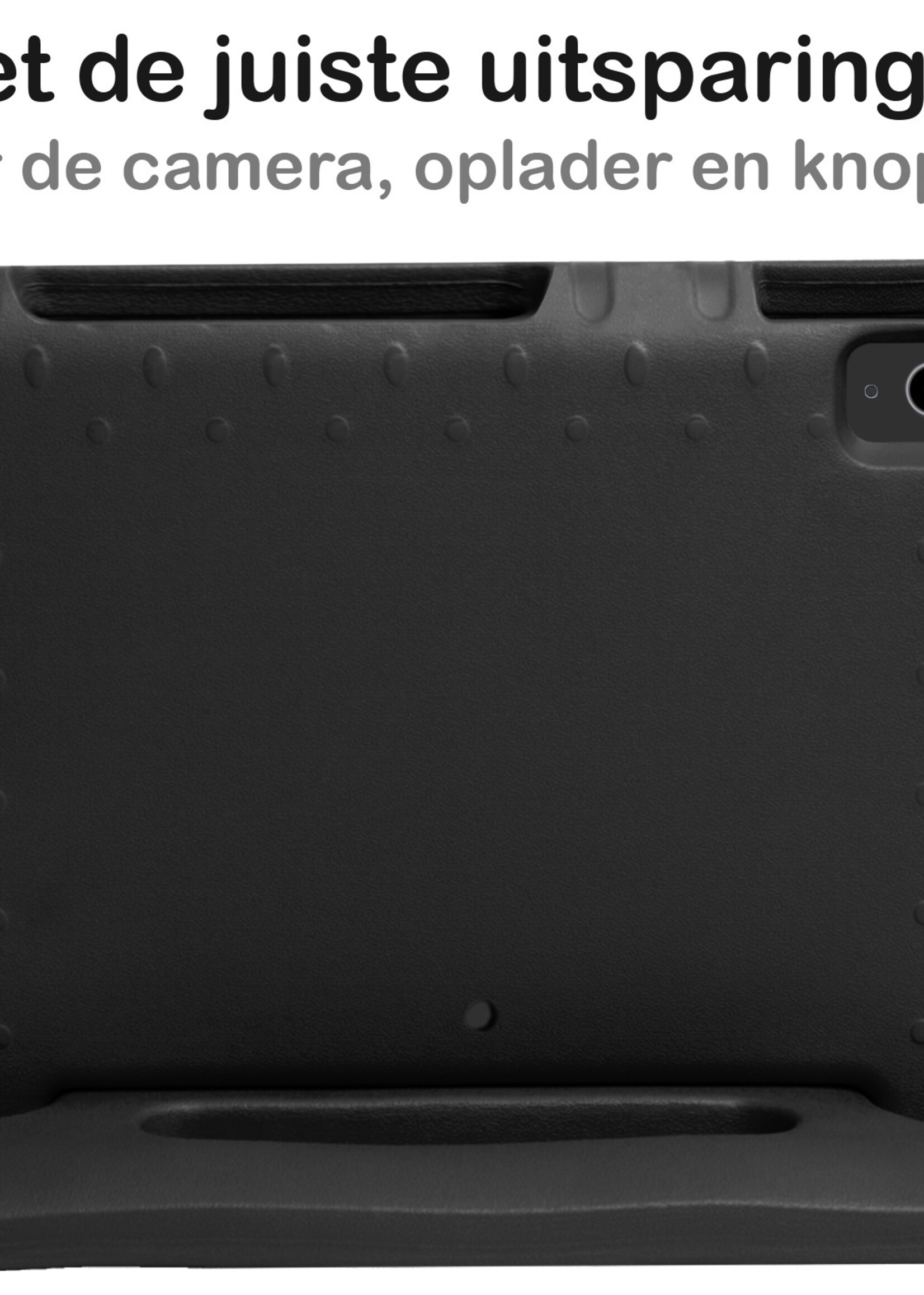 BTH Kinderhoes Geschikt voor iPad Air 2022 Hoes Kinder Hoesje Kids Case Cover Kidsproof Met 2x Screenprotector - Hoesje Geschikt voor iPad Air 5 2022 Hoesje Kinder Hoes - Zwart