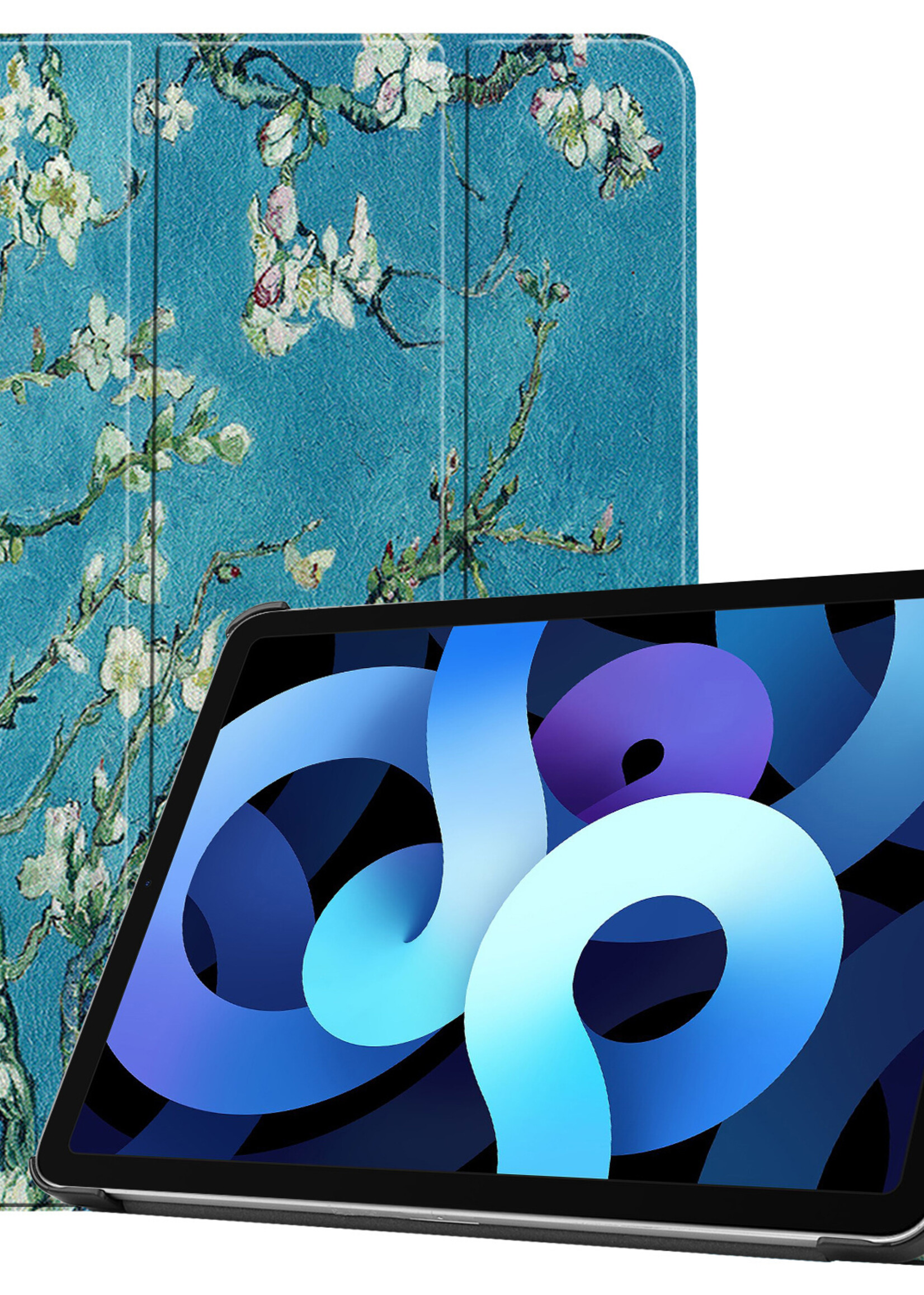 BTH iPad Air 2022 Hoes Luxe Book Case - iPad Air 5 Hoesje Case Cover - Bloesem