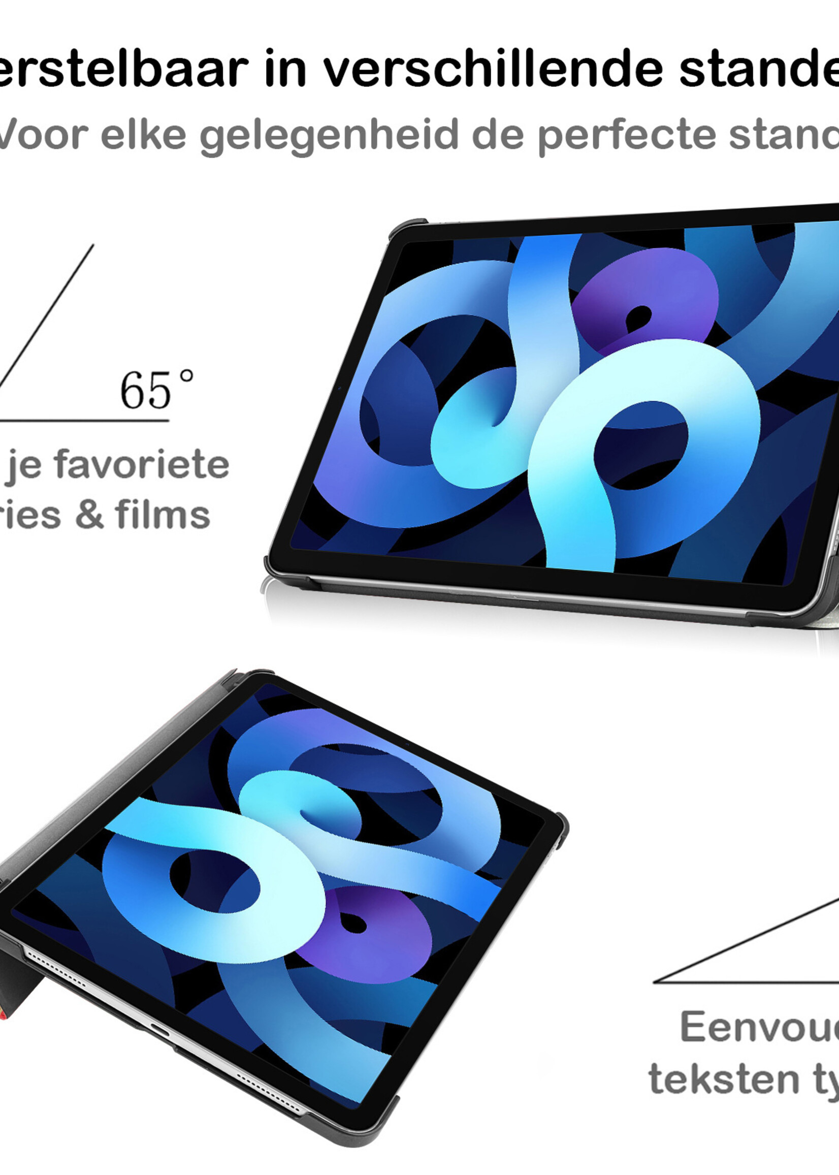 BTH iPad Air 2022 Hoes Luxe Book Case - iPad Air 5 Hoesje Case Cover - Blokken