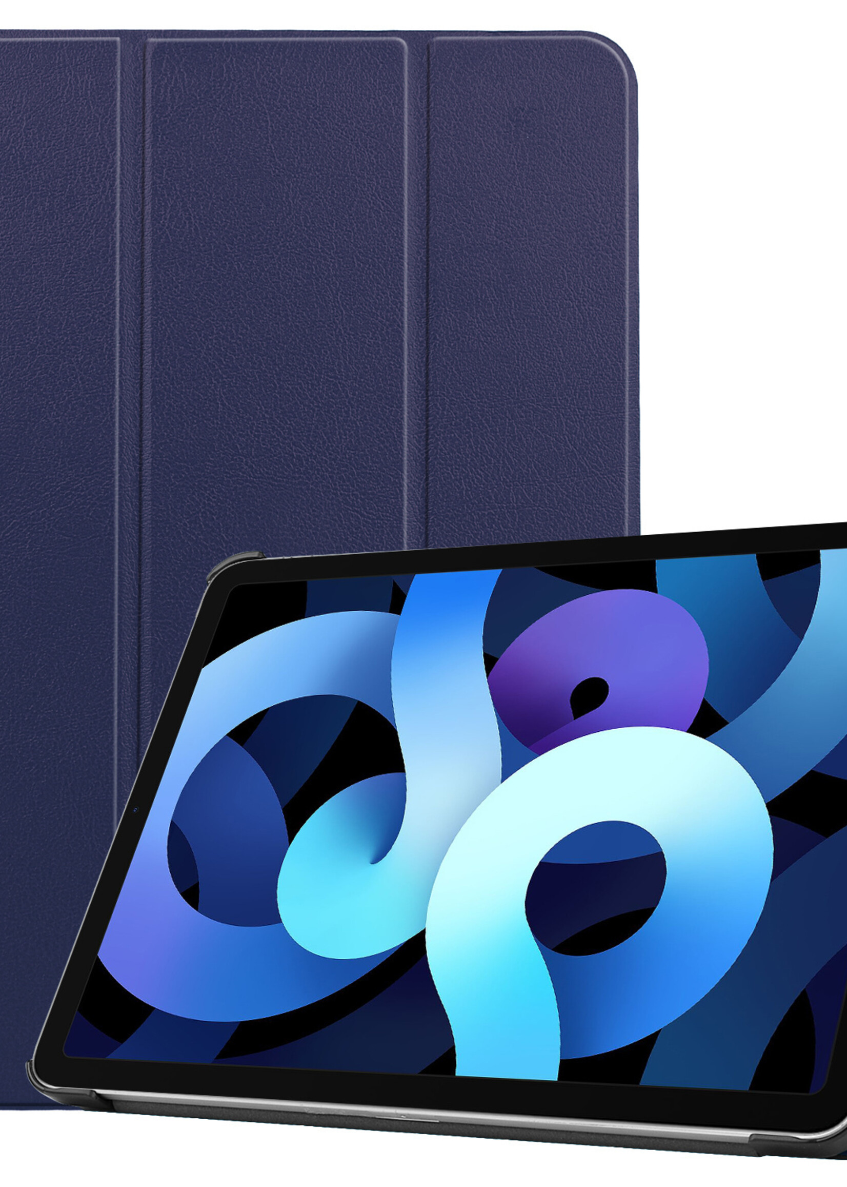 BTH iPad Air 2022 Hoes Luxe Book Case - iPad Air 5 Hoesje Case Cover - Donker Blauw