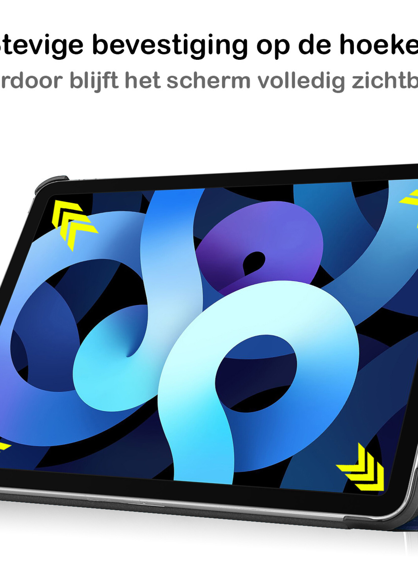 BTH iPad Air 2022 Hoes Luxe Book Case - iPad Air 5 Hoesje Case Cover - Donker Blauw