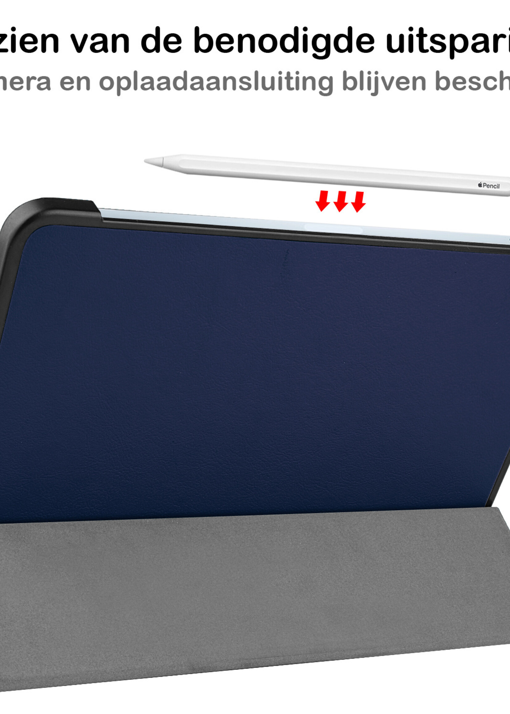 BTH iPad Air 2022 Hoes Luxe Book Case - iPad Air 5 Hoesje Case Cover - Donker Blauw